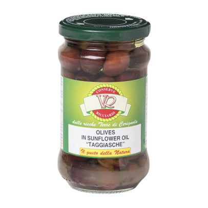 Olijven in zonnebloemolie – bruin en groen – 280 g